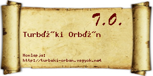 Turbéki Orbán névjegykártya